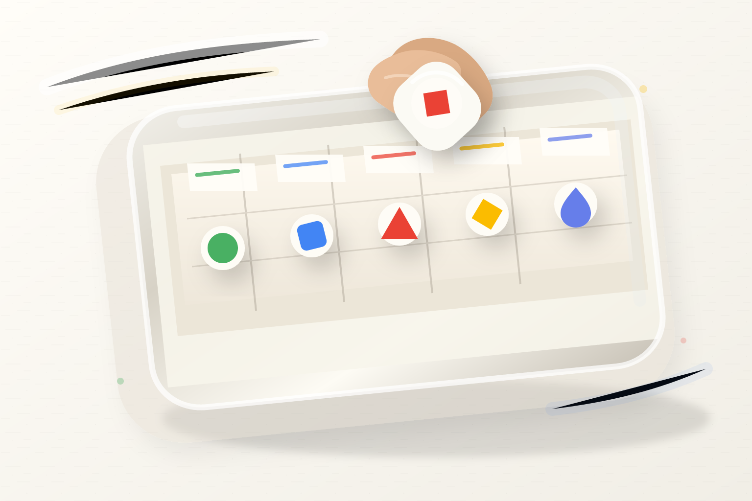 A polished sorting tray separates five AI chatbot paths by fit, from platform to manual validation.